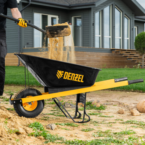 Тачка строительная, усиленная, объем 140 л, 230 кг, колесо 15х6.00-6 Denzel по ценам производителя в Краснодаре с доставкой по всей России