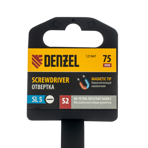 Отвертка, SL5x75 мм, S2, 3к рукоятка Denzel по ценам производителя в Краснодаре с доставкой по всей России