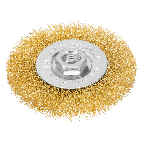 Щетка для УШМ, 100 мм, М14, плоская, латунированная витая проволока Matrix по ценам производителя в Краснодаре с доставкой по всей России