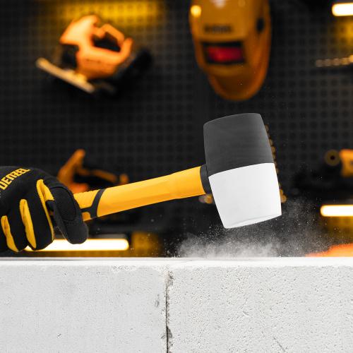 Киянка резиновая, 680 г, черно-белая, фибергласовая рукоятка c TPR покрытием Denzel по ценам производителя в Краснодаре с доставкой по всей России