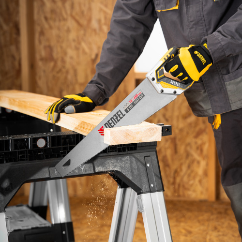 Ножовка по дереву, 450 мм, 9 TPI, зуб 3D, металлопластиковая рукоятка Denzel по ценам производителя в Краснодаре с доставкой по всей России