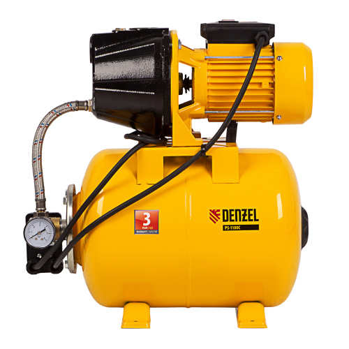 Насосная станция PS1100С, 1100 Вт, 4500 л/ч, ресивер 24 л, подъем 46 м, чугун Denzel по ценам производителя в Краснодаре с доставкой по всей России