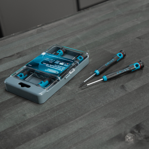 Набор отверток для точной механики, CrMo, двухкомпонентные рукоятки, 6 шт, пластиковый бокс Gross по ценам производителя в Краснодаре с доставкой по всей России