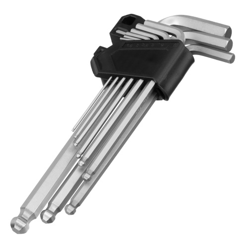 Набор ключей имбусовых, HEX, 1,5-10 мм, CrV, 9 шт., удлиненные, с шаром Сибртех по ценам производителя в Краснодаре с доставкой по всей России