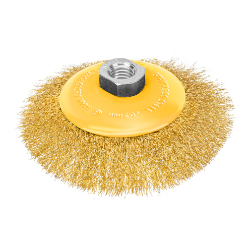 Щетка для УШМ, 125 мм, "Тарелка", витая нержавеющая проволока 0.3 мм, М14 Denzel по ценам производителя в Краснодаре с доставкой по всей России