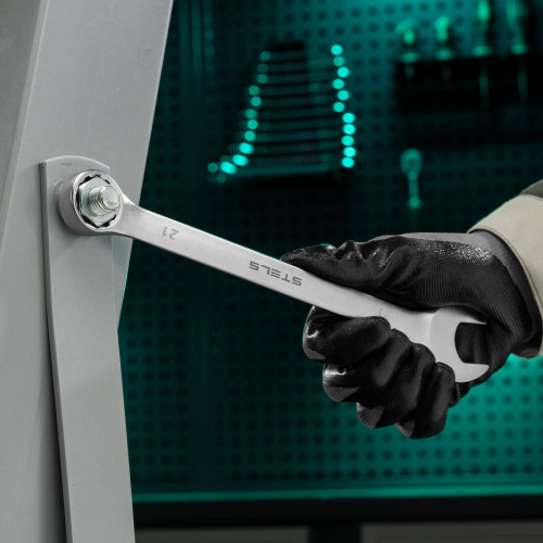 Ключ комбинированный, 21 мм, CrV, матовый хром Stels по ценам производителя в Краснодаре с доставкой по всей России