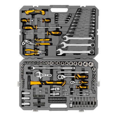 Набор инструментов, 1/2", 1/4", CrV, S2, пластиковый кейс, 122 предмета Denzel по ценам производителя в Краснодаре с доставкой по всей России