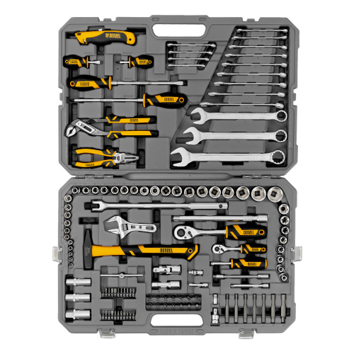 Набор инструментов, 1/2", 1/4", CrV, S2, пластиковый кейс, 122 предмета Denzel по ценам производителя в Краснодаре с доставкой по всей России