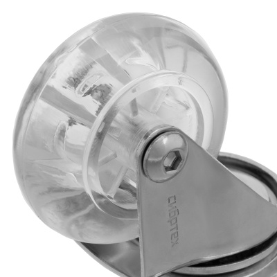 Колесо ПУ прозрачное поворотное d-50 мм, крепление платформенное Сибртех по ценам производителя в Краснодаре с доставкой по всей России