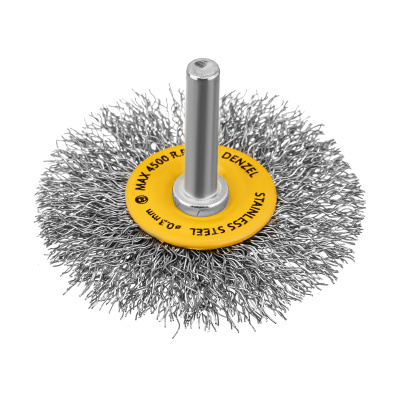 Щетка для дрели, 60 мм, Плоская, со шпилькой, нержавеющая витая проволока Denzel по ценам производителя в Краснодаре с доставкой по всей России