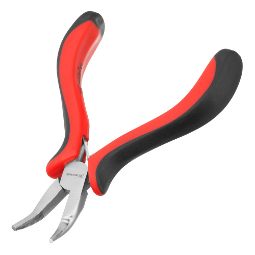 Длинногубцы изогнутые Mini, 130 мм, никелированные, авторазжим, двухкомпонентные рукоятки Matrix по ценам производителя в Краснодаре с доставкой по всей России