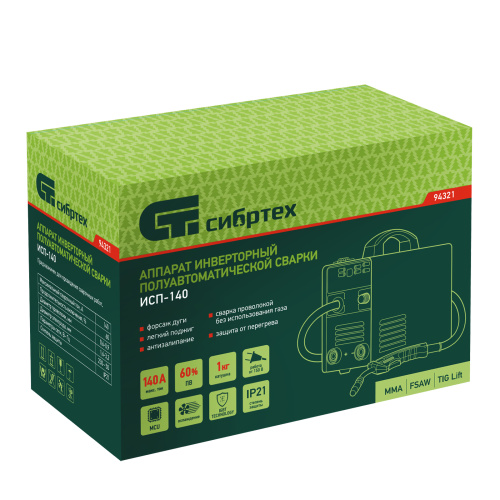 Аппарат инвертор. полуавтомат. сварки ИСП-140, 140 А, ПВ 60% Сибртех по ценам производителя в Краснодаре с доставкой по всей России