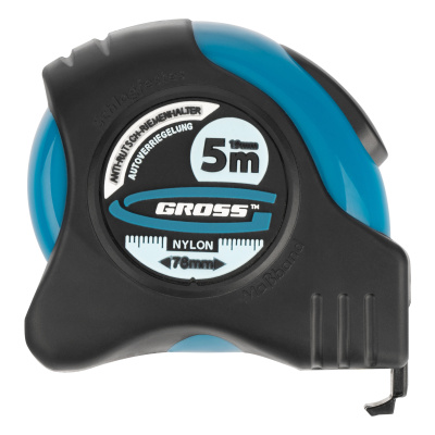 Рулетка "Schlagfest",5 м x 19 мм,магнитный обрезиненный зацеп,двусторонняя шкала,Нейлоновое покрытие,автоматическая фиксация Gross по ценам производителя в Краснодаре с доставкой по всей России