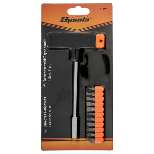 Отвертка с Т-образной ручкой, набор бит, 11 шт, Sparta по ценам производителя в Краснодаре с доставкой по всей России