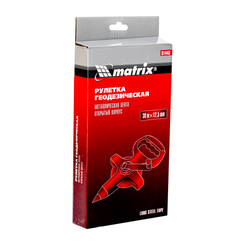 Рулетка геодезическая, 30 м х 12,5 мм, металлическая лента, открытый корпус Matrix по ценам производителя в Краснодаре с доставкой по всей России