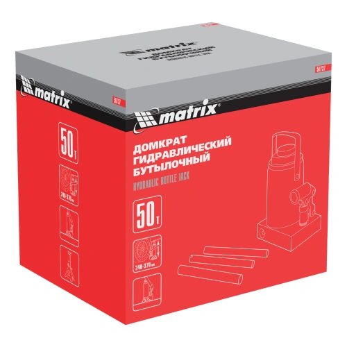 Домкрат гидравлический бутылочный, 50 т, высота подъема 240-370 мм Matrix по ценам производителя в Краснодаре с доставкой по всей России