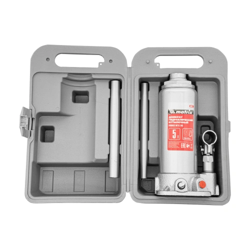 Домкрат гидравлический бутылочный, 5 т, высота подъема 216-413 мм, в пластиковый кейсе Matrix по ценам производителя в Краснодаре с доставкой по всей России