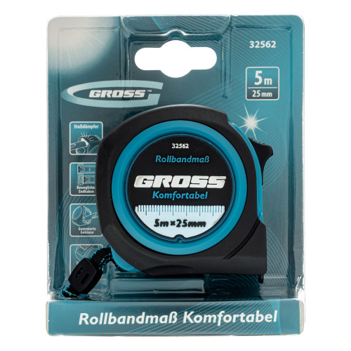 Рулетка Komfortabel 5 м х 25 мм,обрезиненный корпус Gross по ценам производителя в Краснодаре с доставкой по всей России