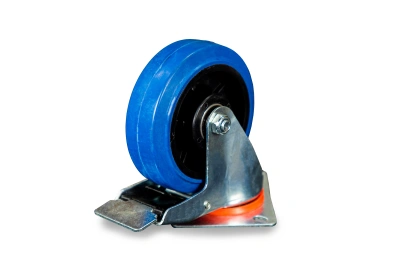 Колесо поворотное из эластичной резины MW150 150 мм с тормозом по ценам производителя в Краснодаре с доставкой по всей России