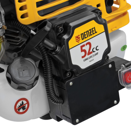 Триммер бензиновый DT-52E, 52 см3, неразъемная штанга, электростартер, состоит из 2 частей Denzel по ценам производителя в Краснодаре с доставкой по всей России