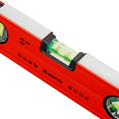 Уровень алюминиевый магнитный, 400 мм, фрезерованный, 3 глазка (1 зеркальный) усиленный Matrix по ценам производителя в Краснодаре с доставкой по всей России