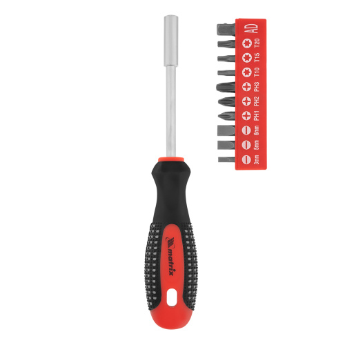 Отвертка с набором бит, 11 шт, Fusion, CrV, трехкомпонентная рукоятка "Anti slip" Matrix по ценам производителя в Краснодаре с доставкой по всей России