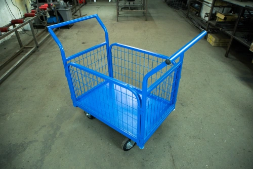 Тележка платформенная TOR ТП-2С (600х900) с бортами из сетки и двумя ручками (колеса 160 мм) по ценам производителя в Краснодаре с доставкой по всей России