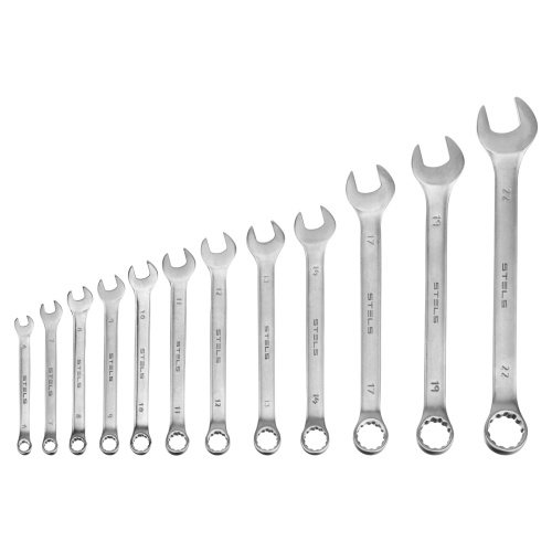 Набор ключей комбинированных 6-22 мм, 12 шт, CrV, матовый хром Stels по ценам производителя в Краснодаре с доставкой по всей России