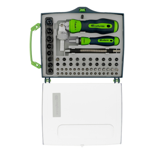 Отвертки реверсивные с набором бит, торцевых головок, 61 предмет, CrV Сибртех по ценам производителя в Краснодаре с доставкой по всей России