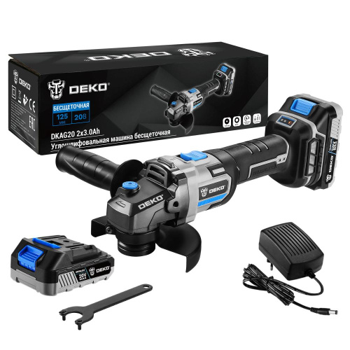 Углошлифовальная машина бесщеточная DEKO DKAG20, 20В, 2*3.0Ач по ценам производителя в Краснодаре с доставкой по всей России