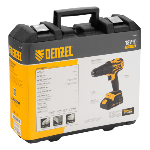 Дрель-шуруповерт аккумуляторная ударная бесщет CIDB-18-02, Li-Ion, 18 В Denzel по ценам производителя в Краснодаре с доставкой по всей России