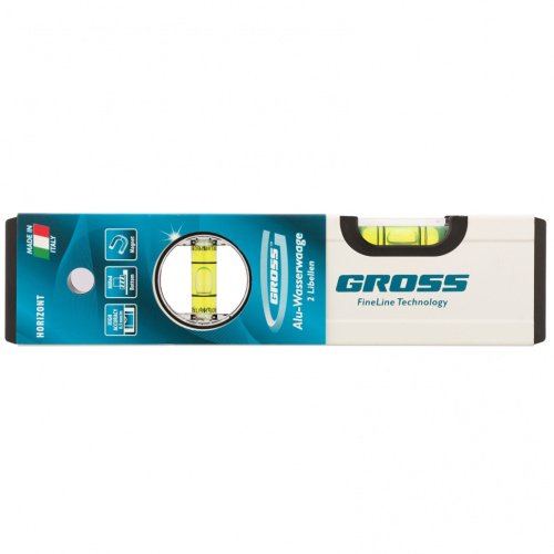 Уровень алюминиевый, 200 мм, фрезерованный, 2 глазка, магнитный Gross по ценам производителя в Краснодаре с доставкой по всей России