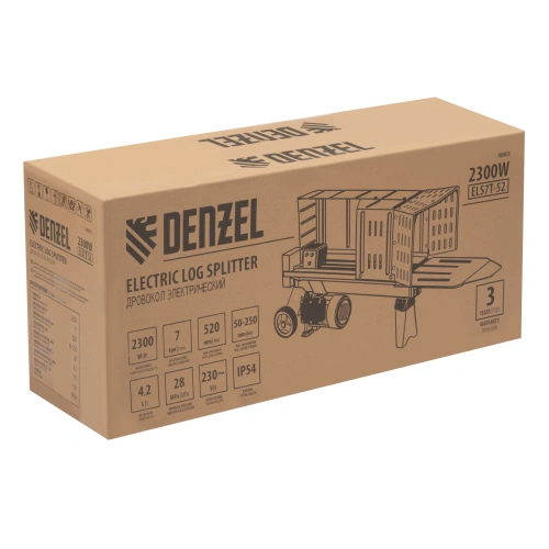 Дровокол электрический ELS7T-52, 2300 Вт, сила раскола 7т, макс. размеры полена D250 x 520 мм Denzel по ценам производителя в Краснодаре с доставкой по всей России