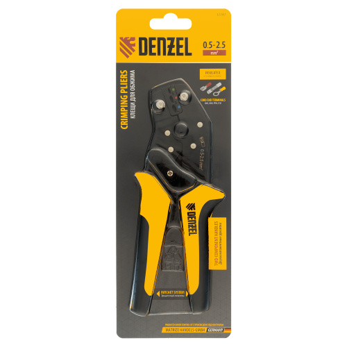 Клещи для обжима изолир. наконечников НКИ и НВИ, разъемов РПИ, гильз ГСИ, 0,5 - 2,5 мм2 Denzel по ценам производителя в Краснодаре с доставкой по всей России