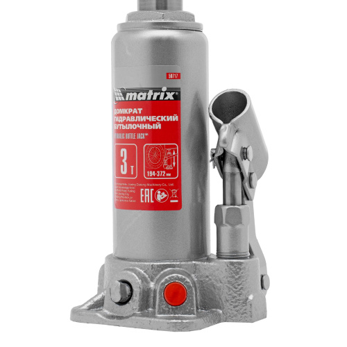 Домкрат гидравлический бутылочный, 3 т, высота подъема 194-372 мм Matrix по ценам производителя в Краснодаре с доставкой по всей России