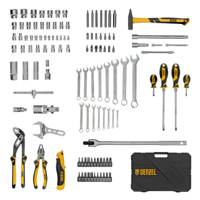 Набор инструментов, 1/2", 1/4", CrV, S2, пластиковый кейс, 122 предмета Denzel по ценам производителя в Краснодаре с доставкой по всей России