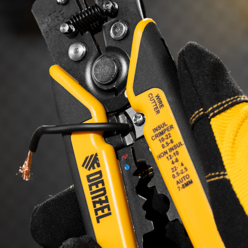 Щипцы для зачистки электропроводов 0,2-6 мм², функция обрезания проводов Denzel по ценам производителя в Краснодаре с доставкой по всей России