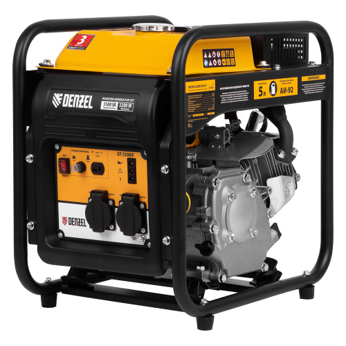 Генератор инверторный GT-3500iF, 3.5 кВт, 230 В, бак 5 л, открытый корпус, ручной старт Denzel по ценам производителя в Краснодаре с доставкой по всей России