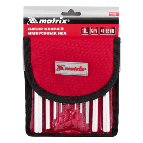 Набор ключей имбусовых HEX, 1.5-12 мм, CrV, 10 шт, короткие, сатин, чехол Matrix по ценам производителя в Краснодаре с доставкой по всей России