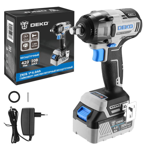 Гайковерт аккумуляторный бесщеточный DEKO ZKIS, 20В, 1*4.0Ач, 420 Нм по ценам производителя в Краснодаре с доставкой по всей России