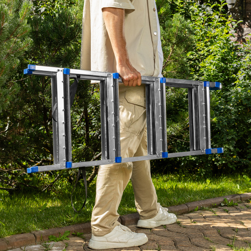 Стремянка двухсторонняя 4 ступени, сталь профиль, стальные ступени, Сибртех по ценам производителя в Краснодаре с доставкой по всей России