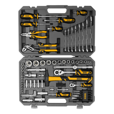 Набор инструментов, 1/2", 1/4", CrV, S2, пластиковый кейс, 84 предмета Denzel по ценам производителя в Краснодаре с доставкой по всей России