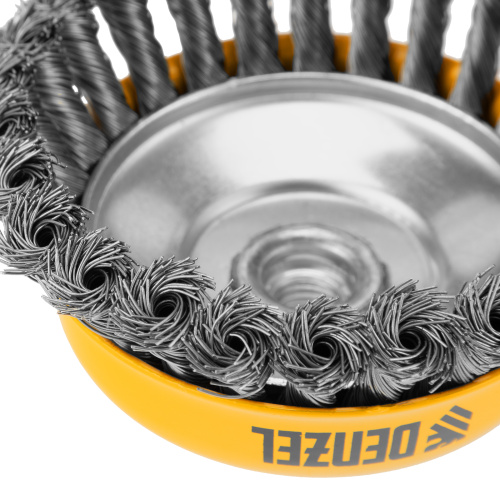 Щетка для УШМ, 125 мм, "Чашка", крученая нержавеющая проволока 0.5 мм, М14 Denzel по ценам производителя в Краснодаре с доставкой по всей России