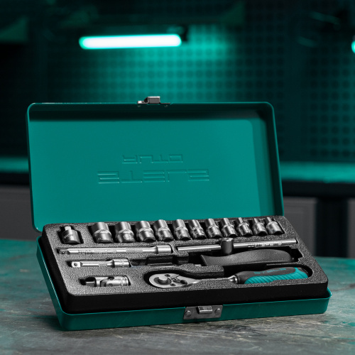 Набор торцевых головок с трещоткой, 1/4", 18 предметов Stels по ценам производителя в Краснодаре с доставкой по всей России