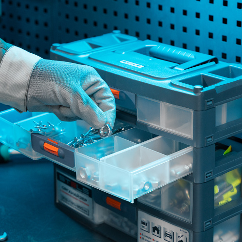 Органайзер для хранения с выдвижными лотками 310х150х260мм, 4 секции, пластик Stels по ценам производителя в Краснодаре с доставкой по всей России