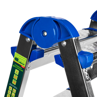 Стремянка двухсторонняя 4 ступени, сталь профиль, стальные ступени, Сибртех по ценам производителя в Краснодаре с доставкой по всей России