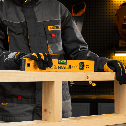 Уровень алюминиевый, магнит., фрезерованный, 3 глазка (1 зеркал.) 0,5 мм/м, 400 мм Denzel по ценам производителя в Краснодаре с доставкой по всей России