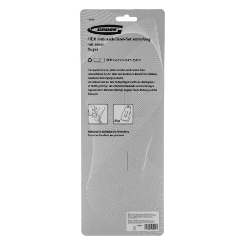 Набор ключей имбусовых HEX, 1.5-10 мм, S2, 9 шт, экстра-длинные с шаром, сатинированные Gross по ценам производителя в Краснодаре с доставкой по всей России