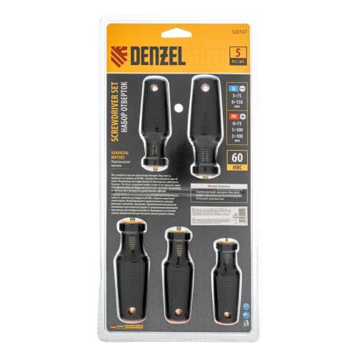 Набор отверток, 5 шт., PH+SL, S2, 3к рукоятка Denzel по ценам производителя в Краснодаре с доставкой по всей России