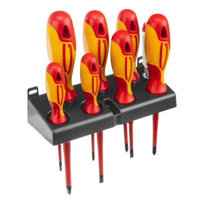 Набор отверток диэлектрических до 1000 В, 8 шт, тестер, CrMo, двухкомпонентные рукоятки Gross по ценам производителя в Краснодаре с доставкой по всей России